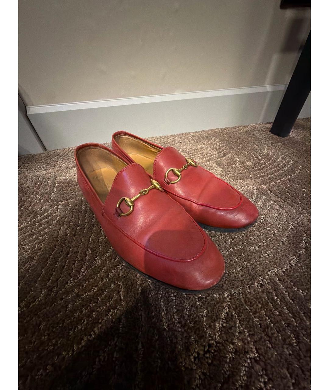 GUCCI Коралловые кожаные лоферы, фото 5