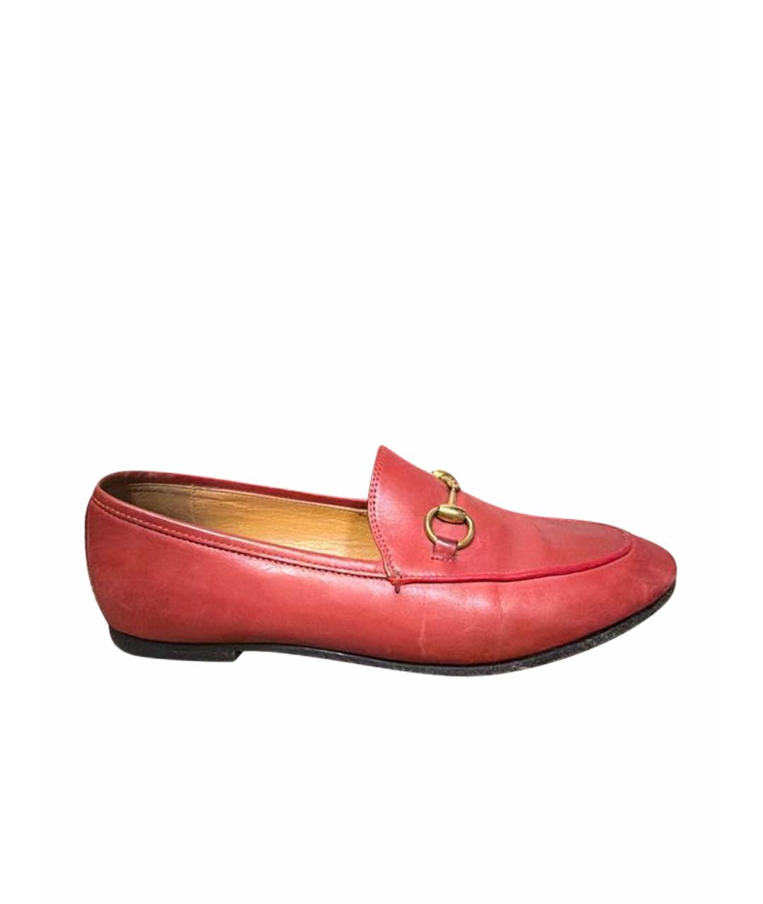 GUCCI Коралловые кожаные лоферы, фото 1