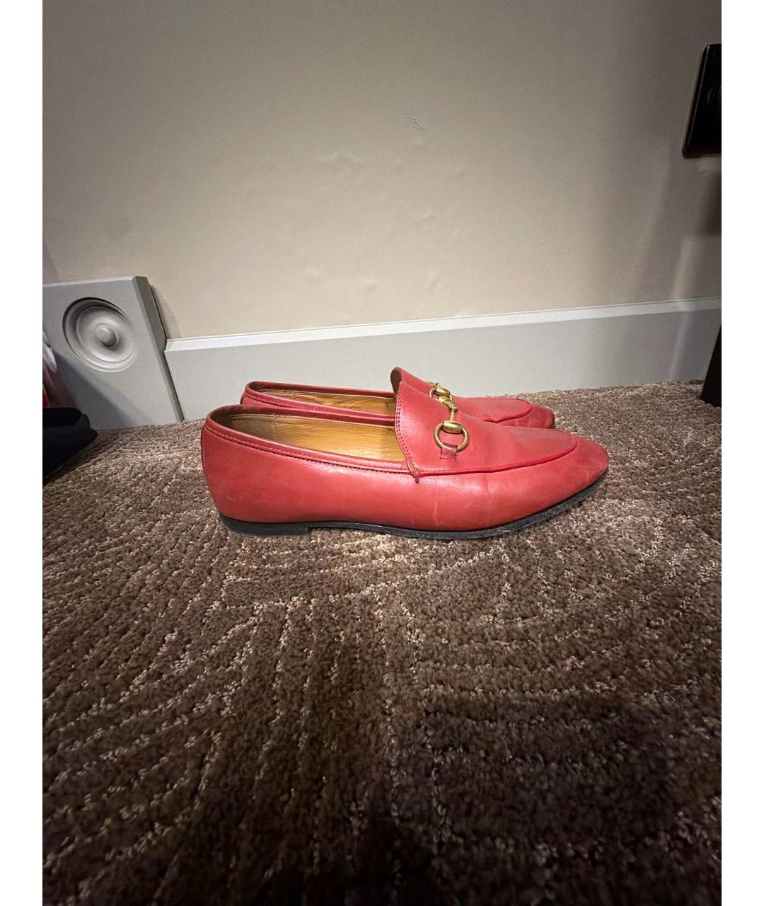 GUCCI Коралловые кожаные лоферы, фото 6