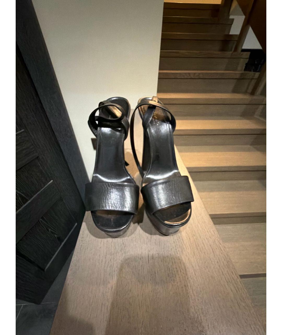 GUCCI Черные кожаные босоножки, фото 2