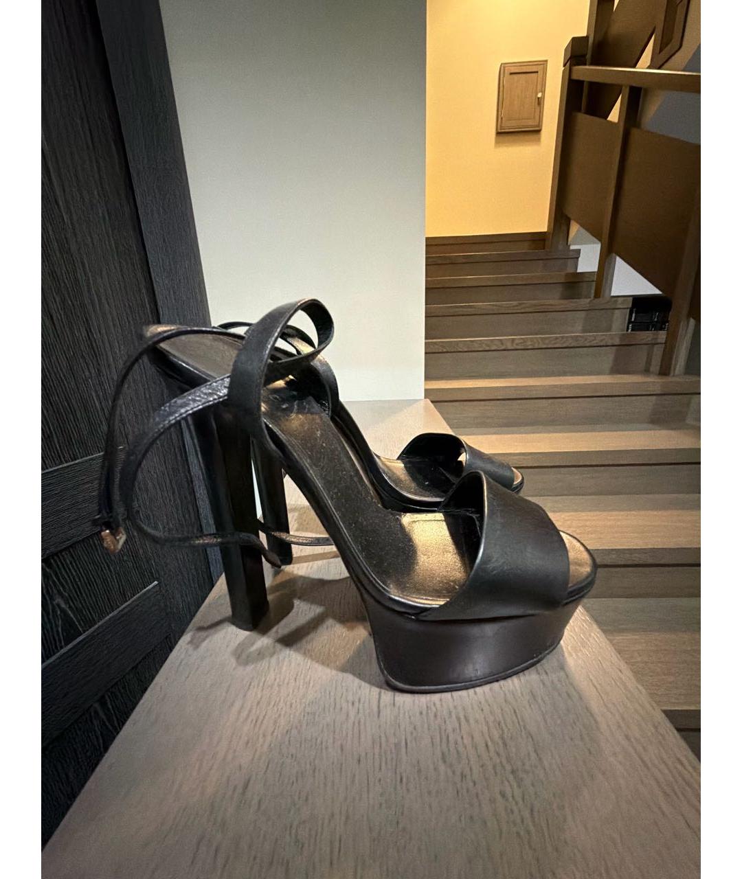 GUCCI Черные кожаные босоножки, фото 5