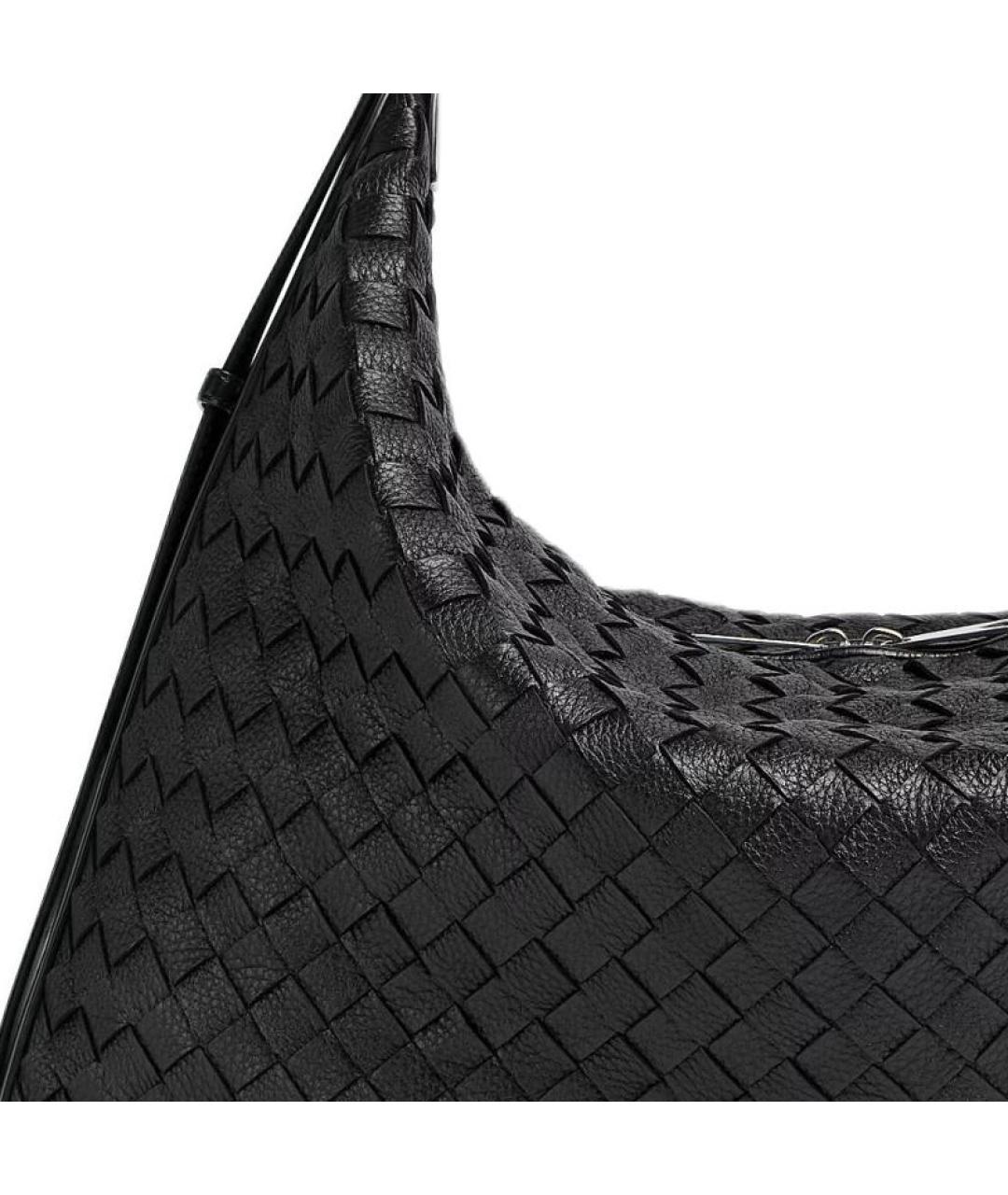 BOTTEGA VENETA Черная кожаная сумка на плечо, фото 4