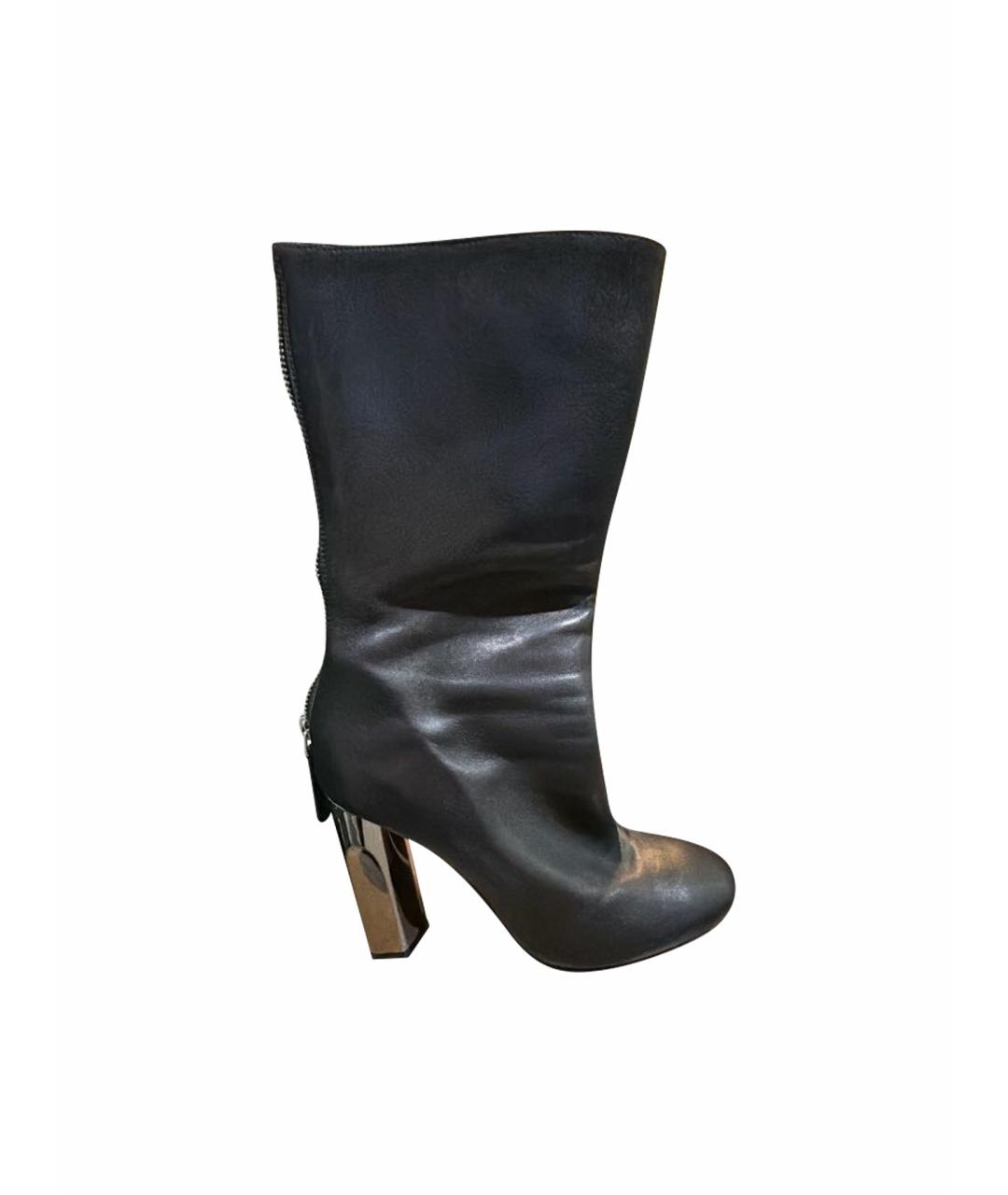 ALEXANDER MCQUEEN Черные кожаные полусапоги, фото 1
