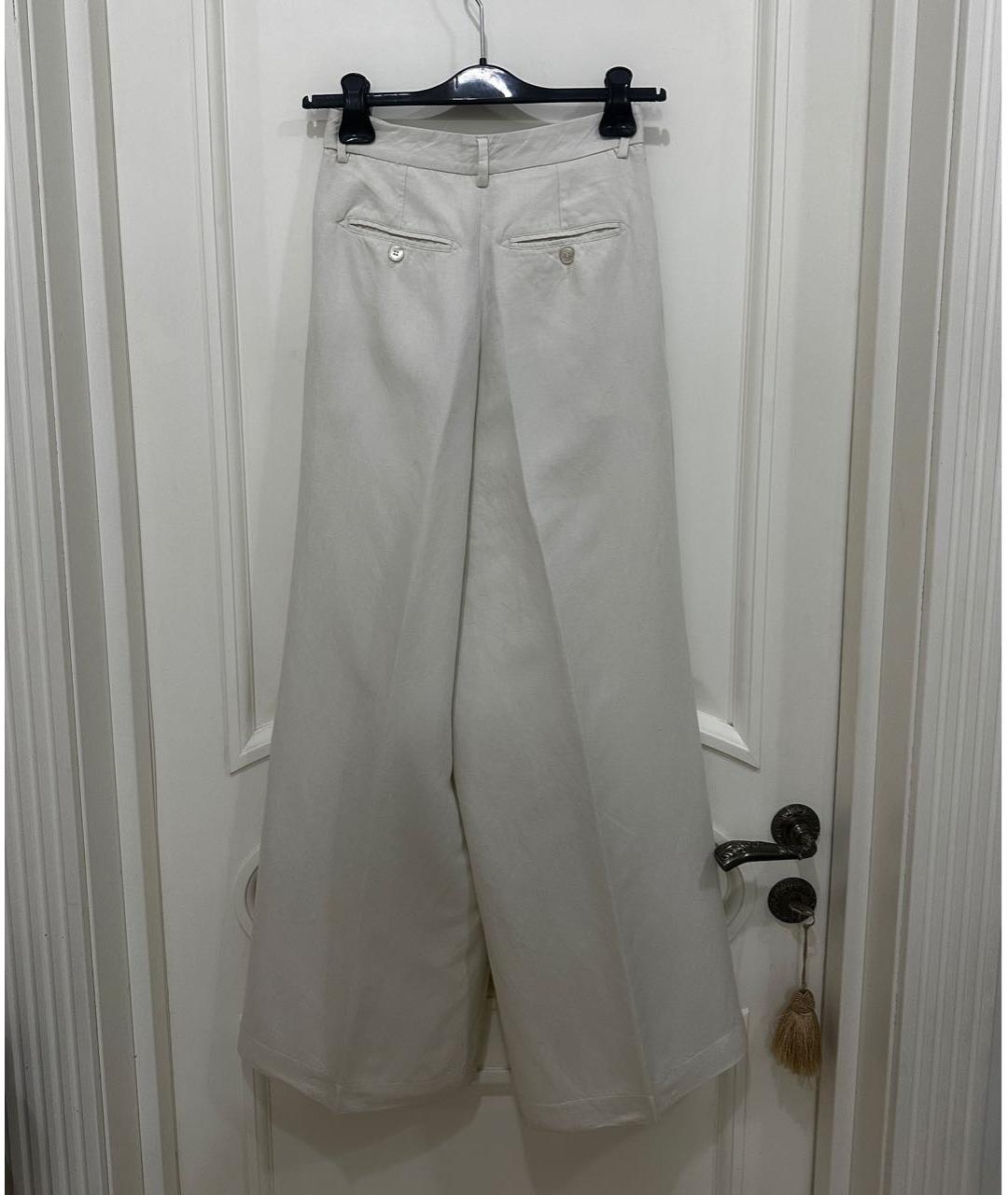 WEEKEND MAX MARA Бежевые льняные брюки широкие, фото 4