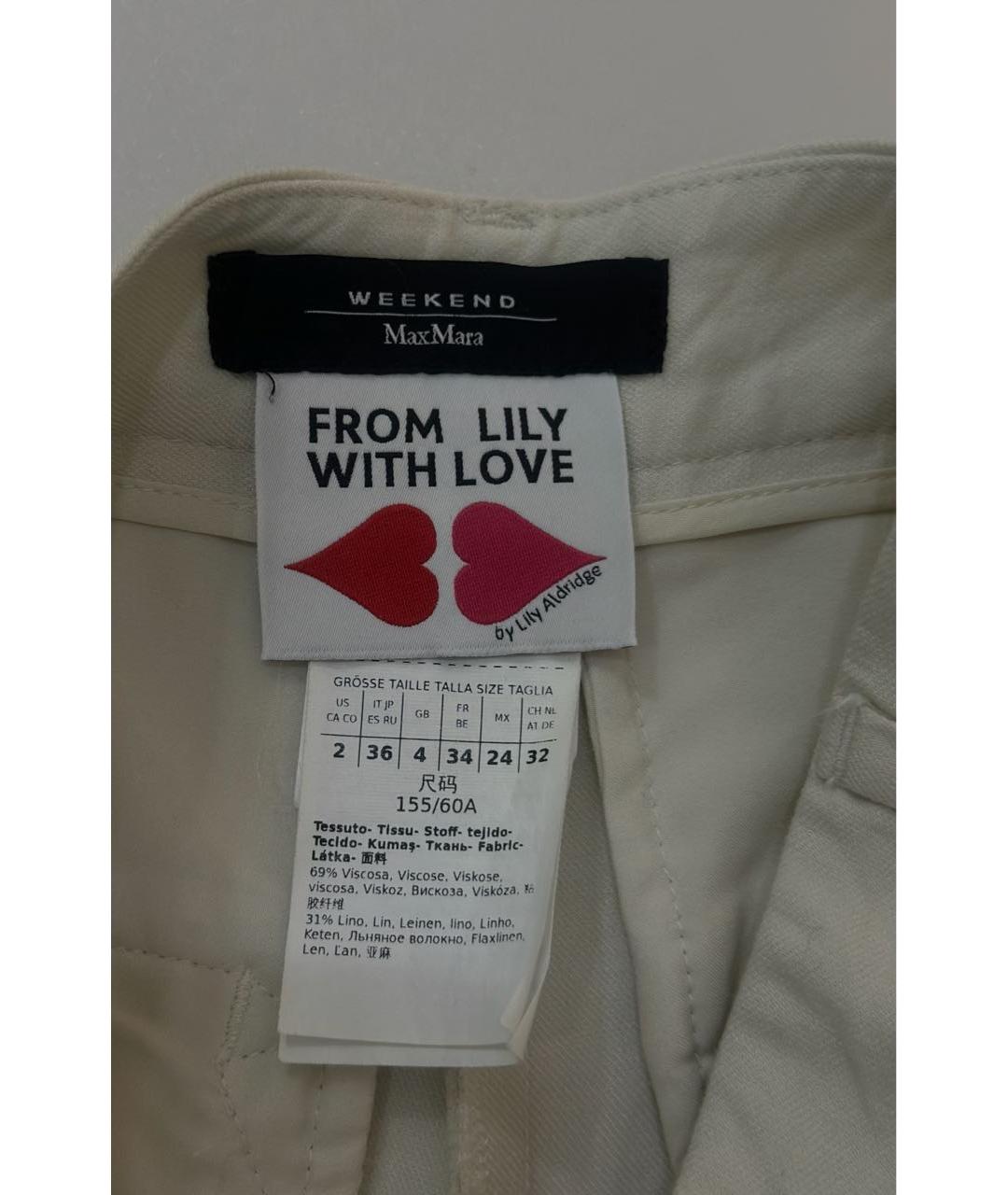 WEEKEND MAX MARA Бежевые льняные брюки широкие, фото 5