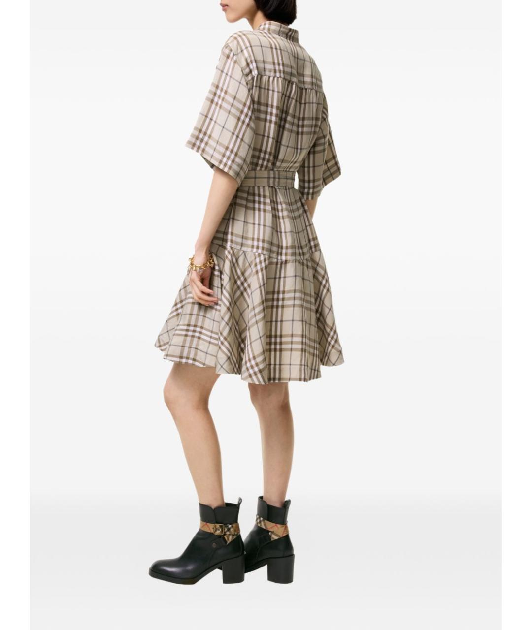 BURBERRY Мульти льняное повседневное платье, фото 2