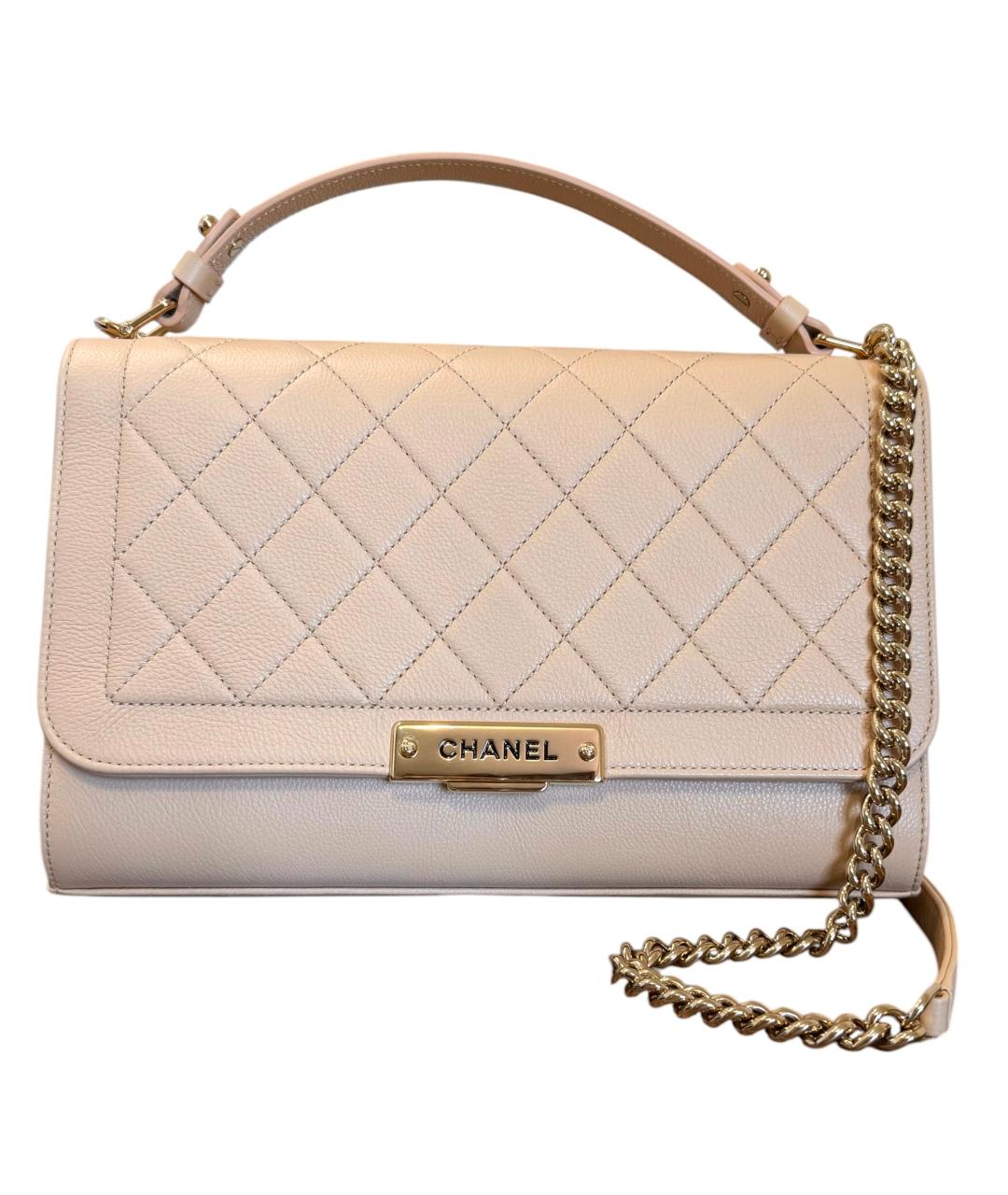 CHANEL Бежевая кожаная сумка через плечо, фото 1