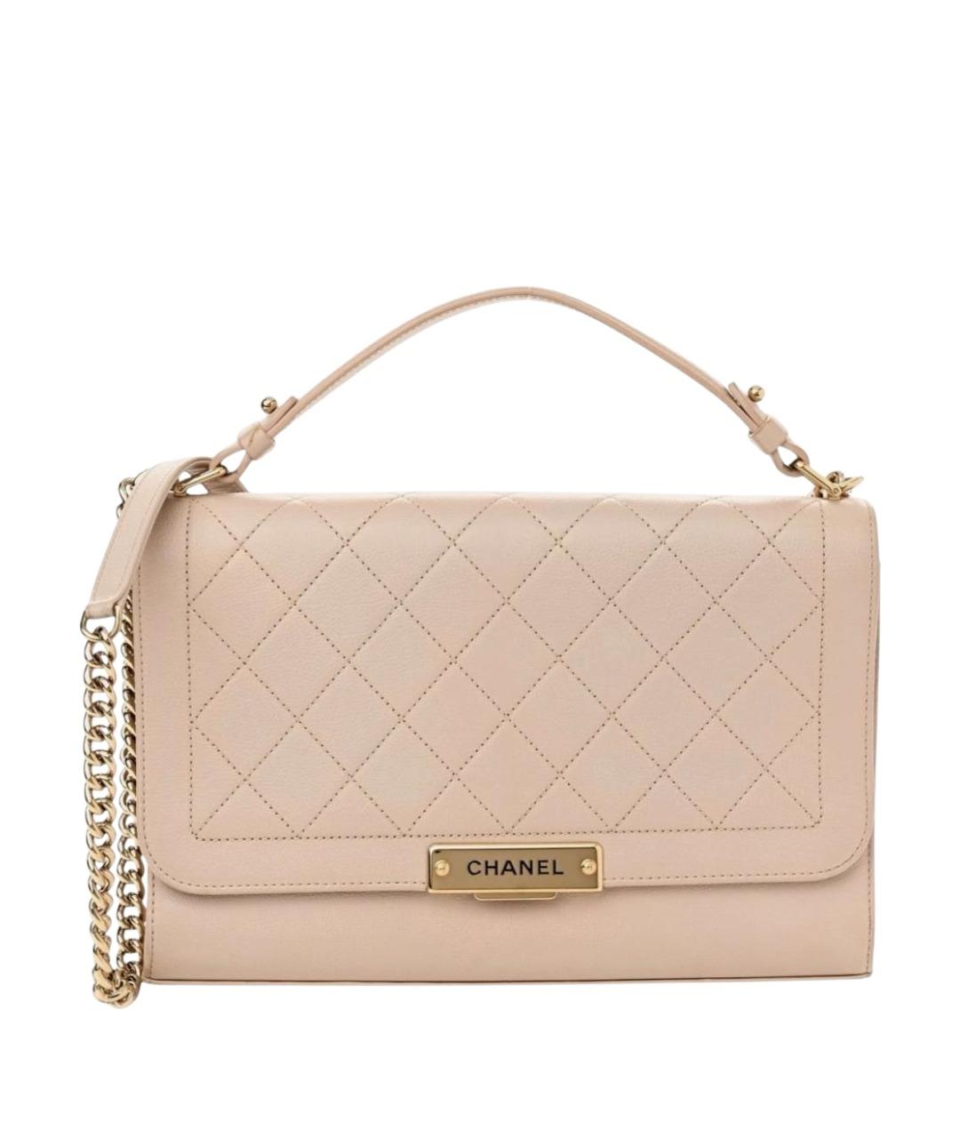 CHANEL Бежевая кожаная сумка через плечо, фото 1