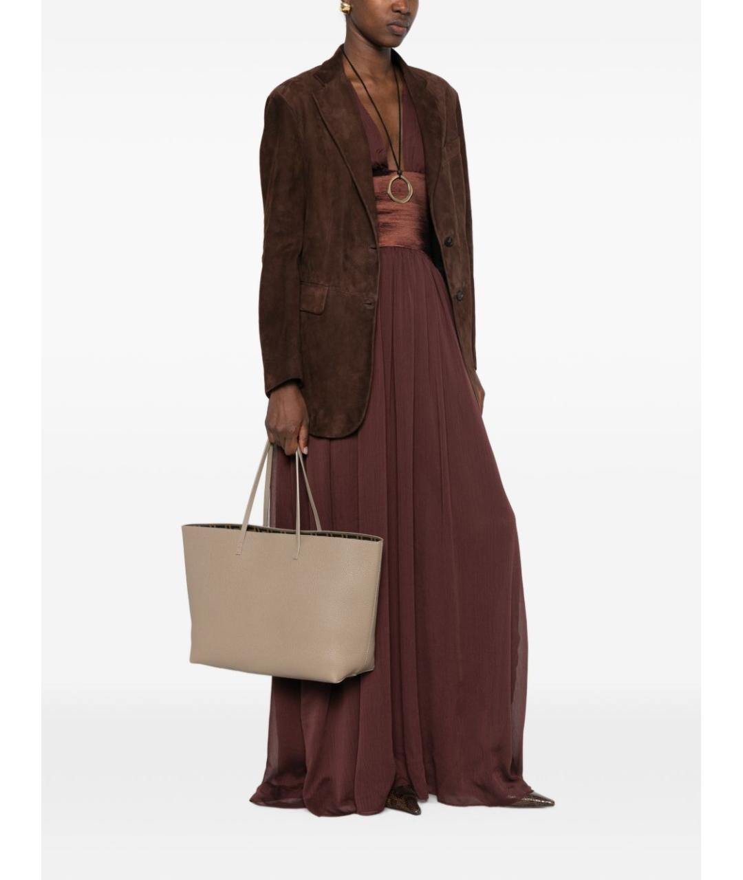 FENDI Бежевая кожаная сумка тоут, фото 4