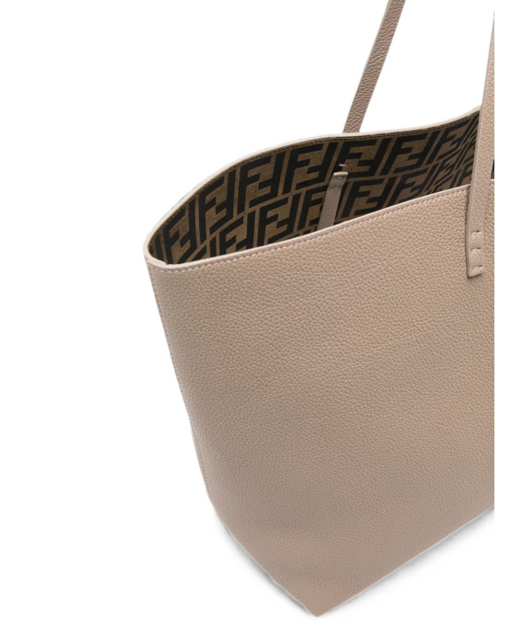 FENDI Бежевая кожаная сумка тоут, фото 2