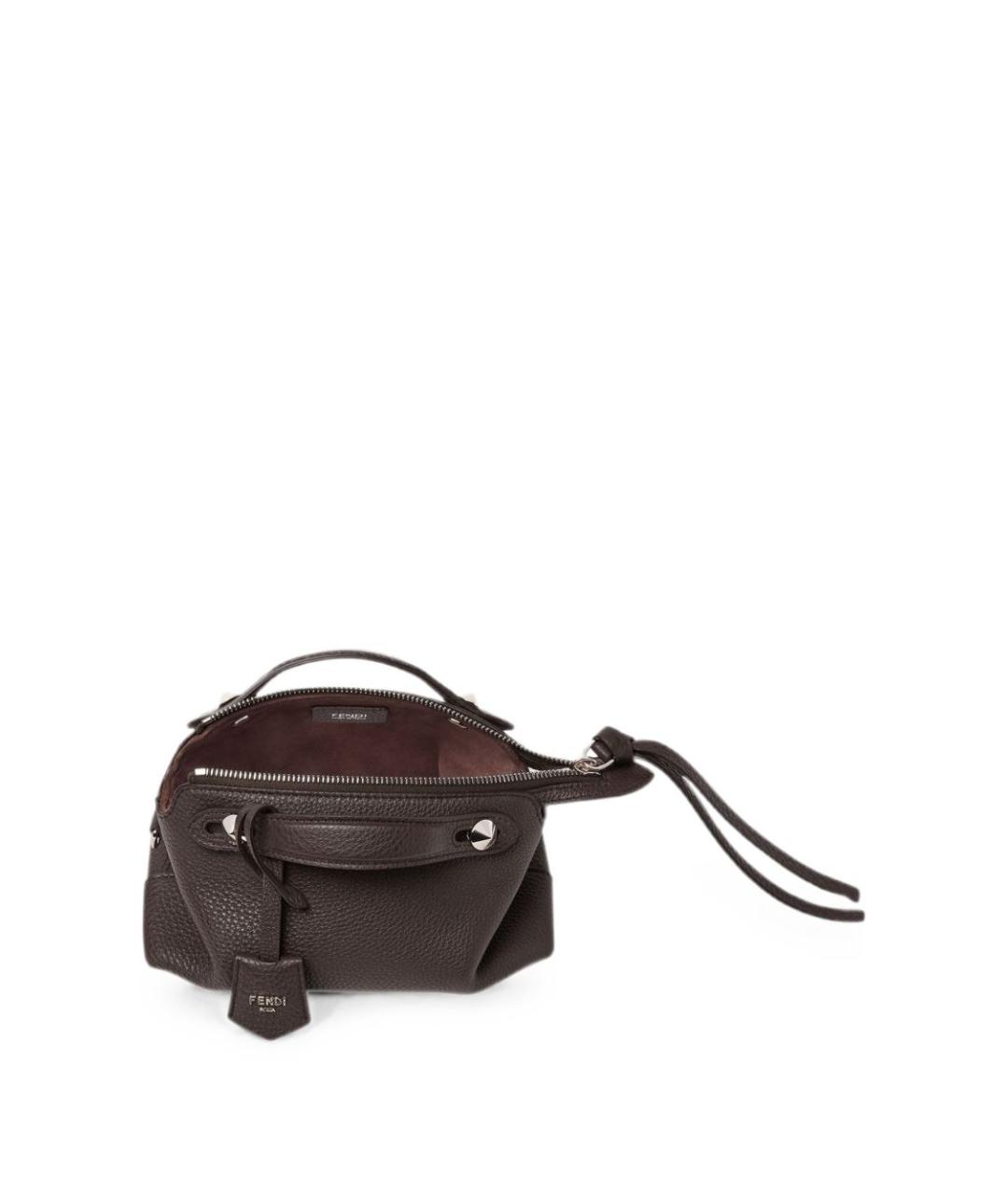 FENDI Коричневая кожаная сумка через плечо, фото 4