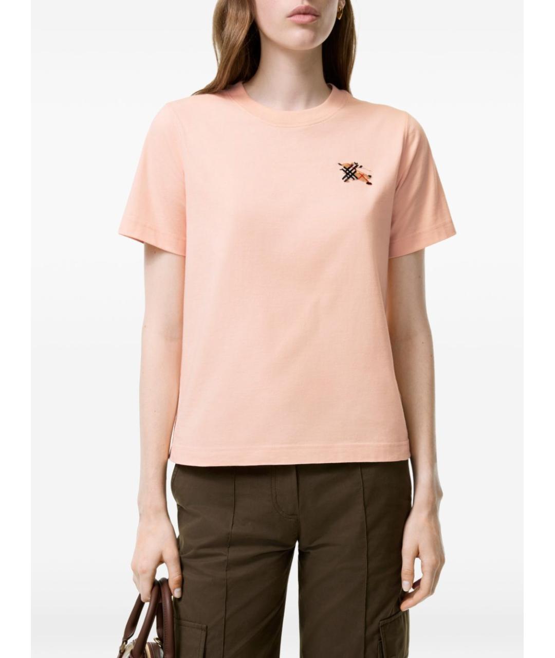 BURBERRY Розовая хлопковая футболка, фото 2