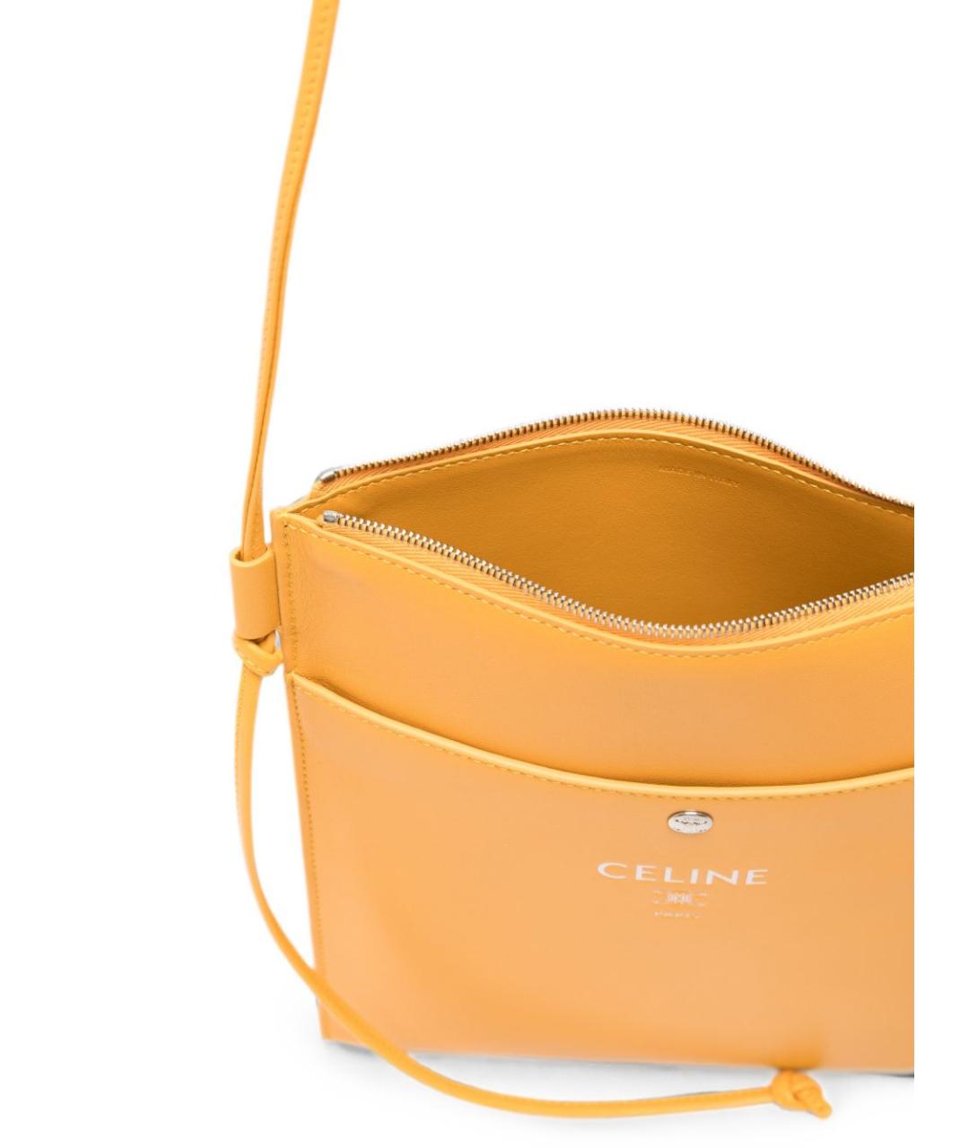 CELINE Оранжевая кожаная сумка на плечо, фото 4