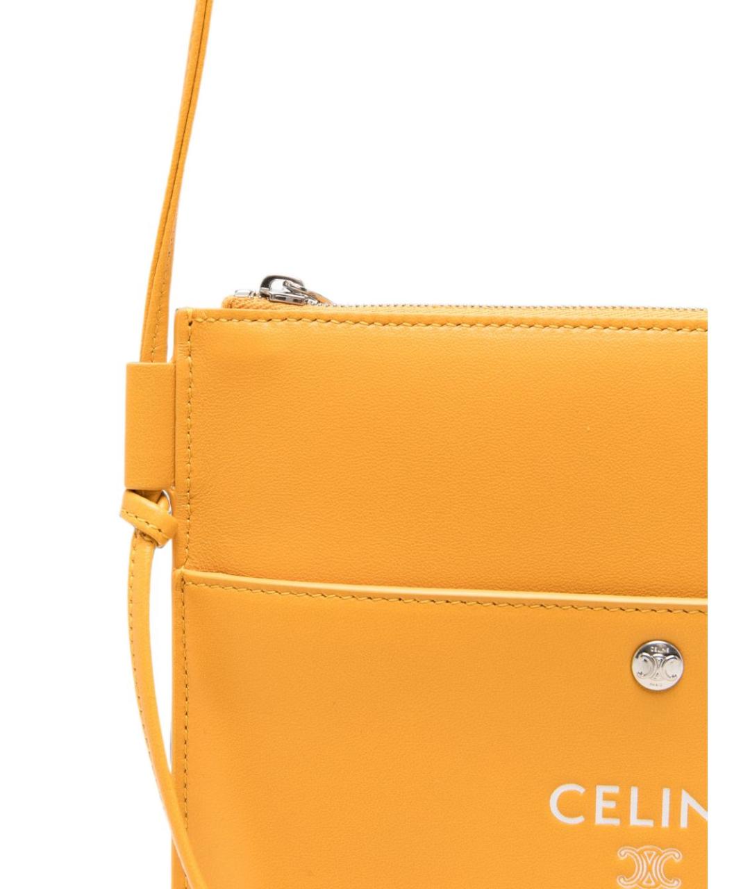CELINE Оранжевая кожаная сумка на плечо, фото 3