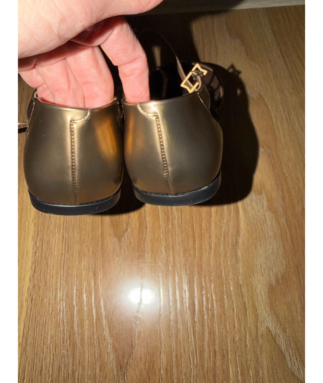 MAX MARA Золотые кожаные туфли, фото 4