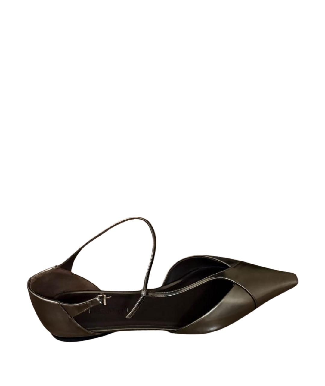 MAX MARA Золотые кожаные туфли, фото 1