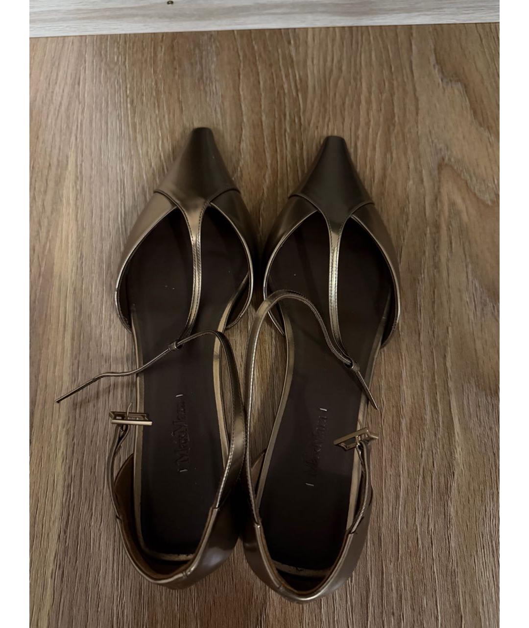 MAX MARA Золотые кожаные туфли, фото 3