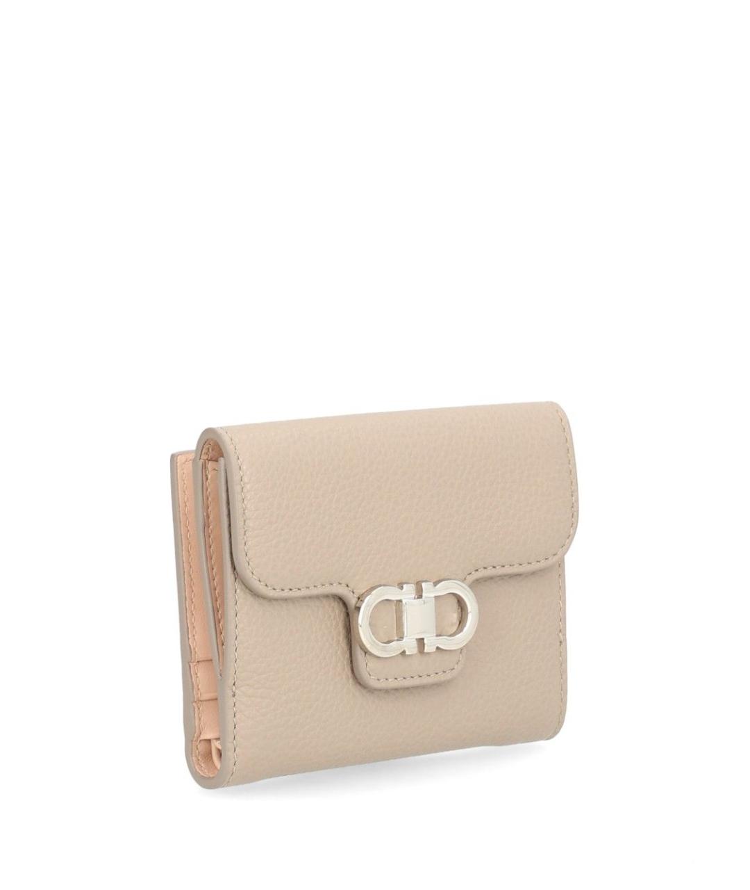 FERRAGAMO Бежевый кожаный кошелек, фото 2