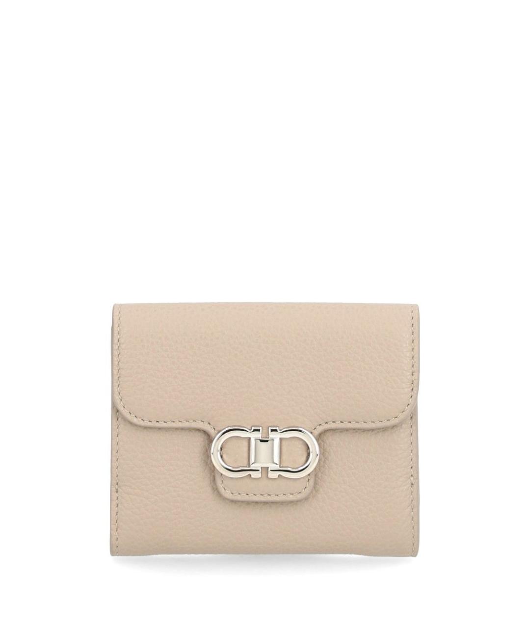 FERRAGAMO Бежевый кожаный кошелек, фото 1
