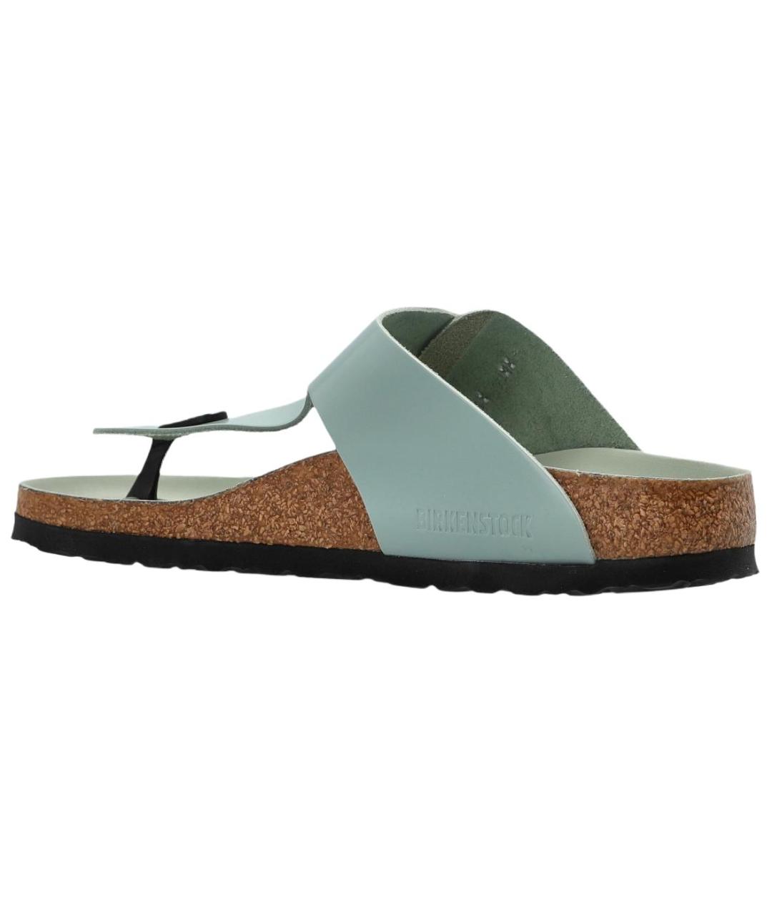 BIRKENSTOCK Зеленые кожаные шлепанцы, фото 5