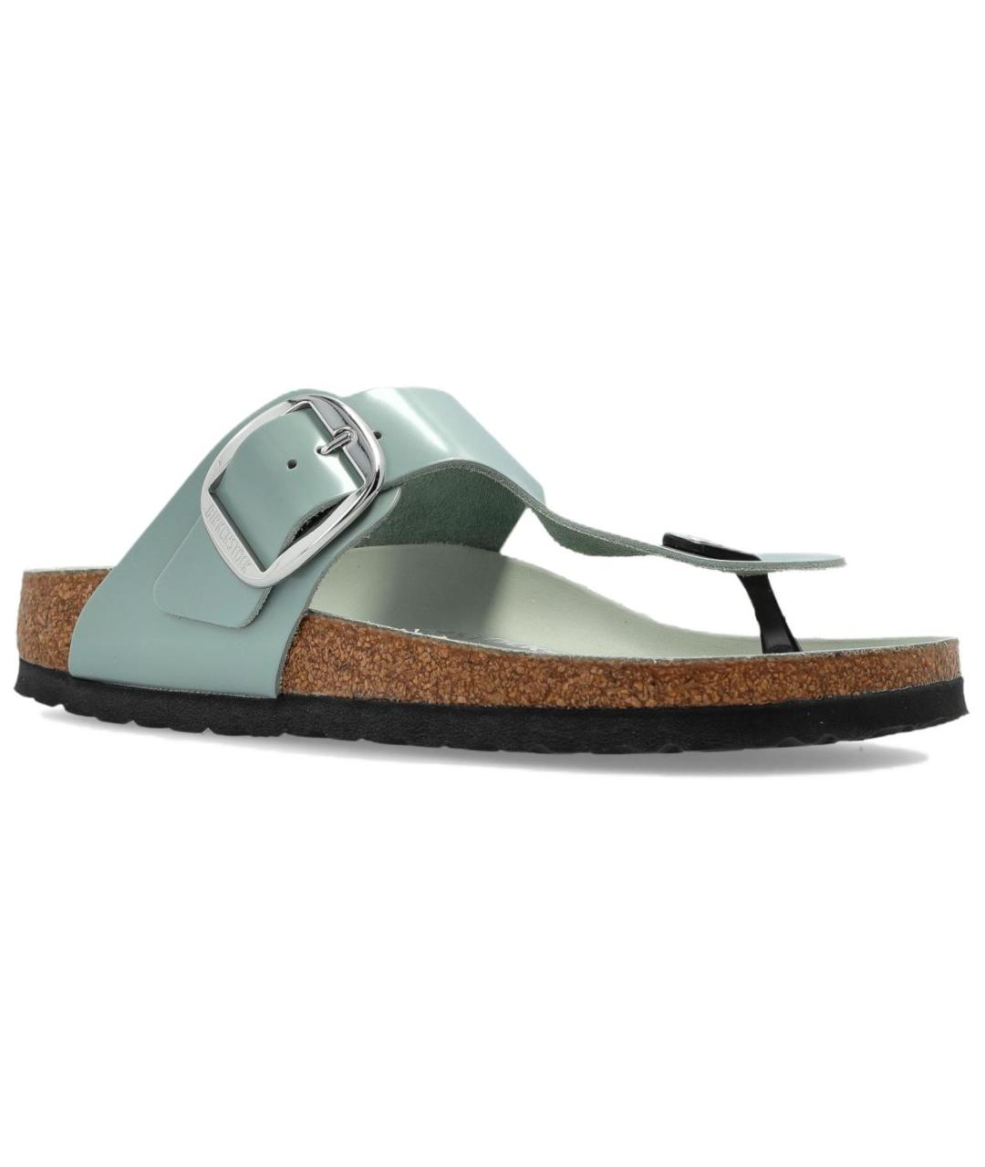 BIRKENSTOCK Зеленые кожаные шлепанцы, фото 3
