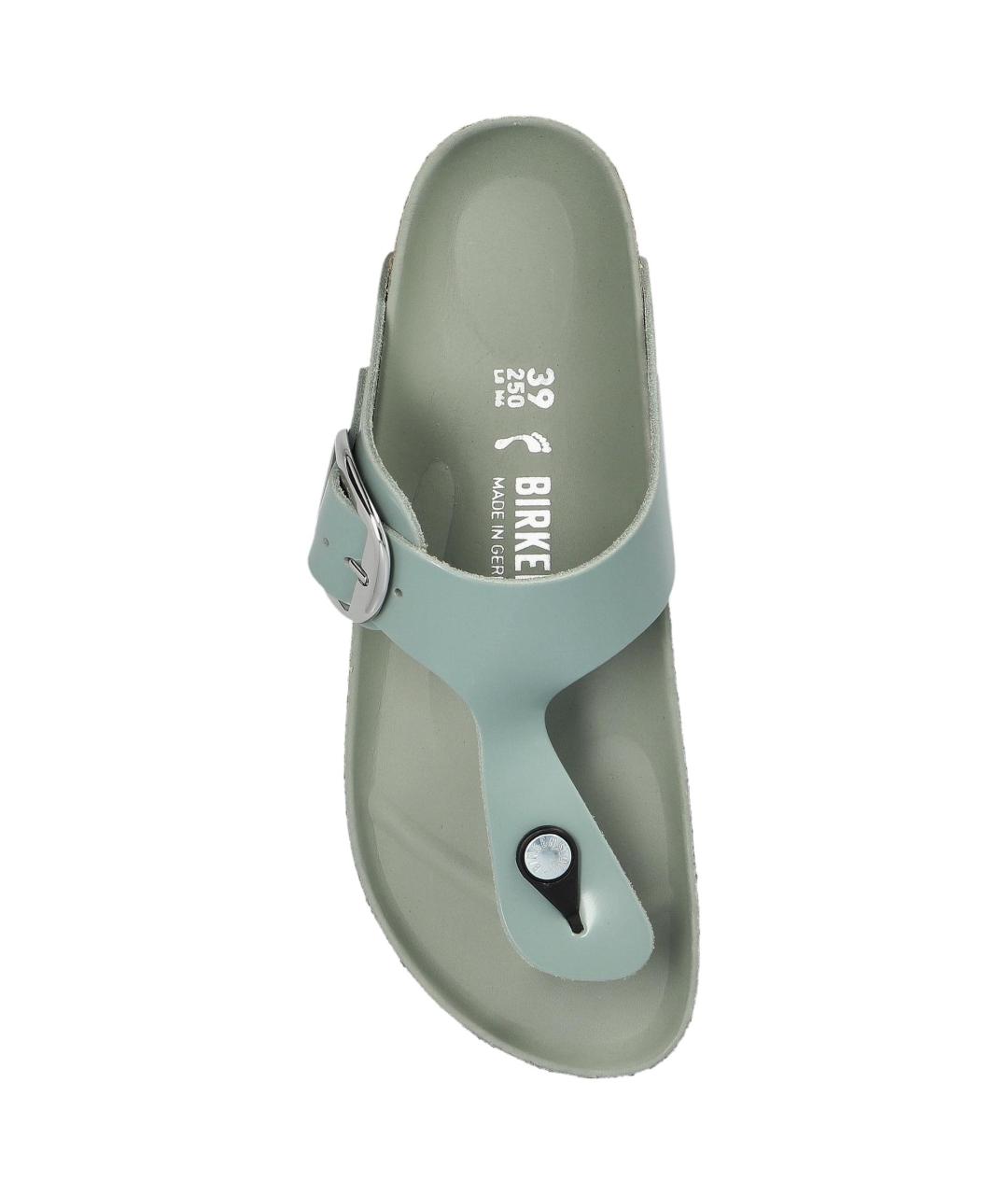 BIRKENSTOCK Зеленые кожаные шлепанцы, фото 4