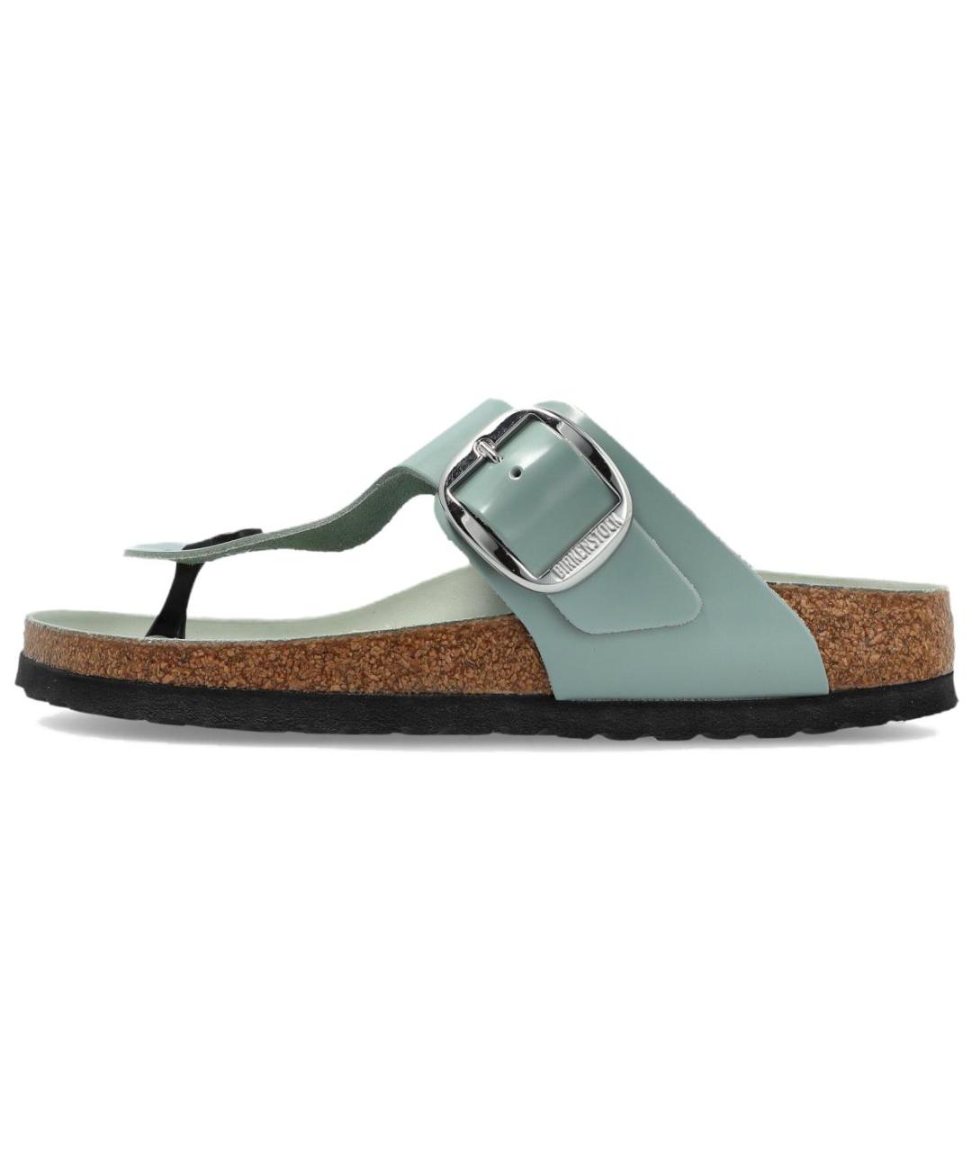 BIRKENSTOCK Зеленые кожаные шлепанцы, фото 2