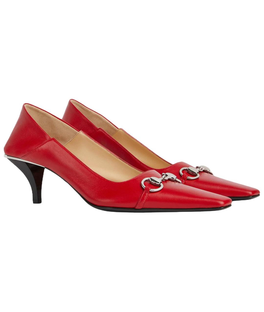 GUCCI Красные кожаные туфли, фото 4