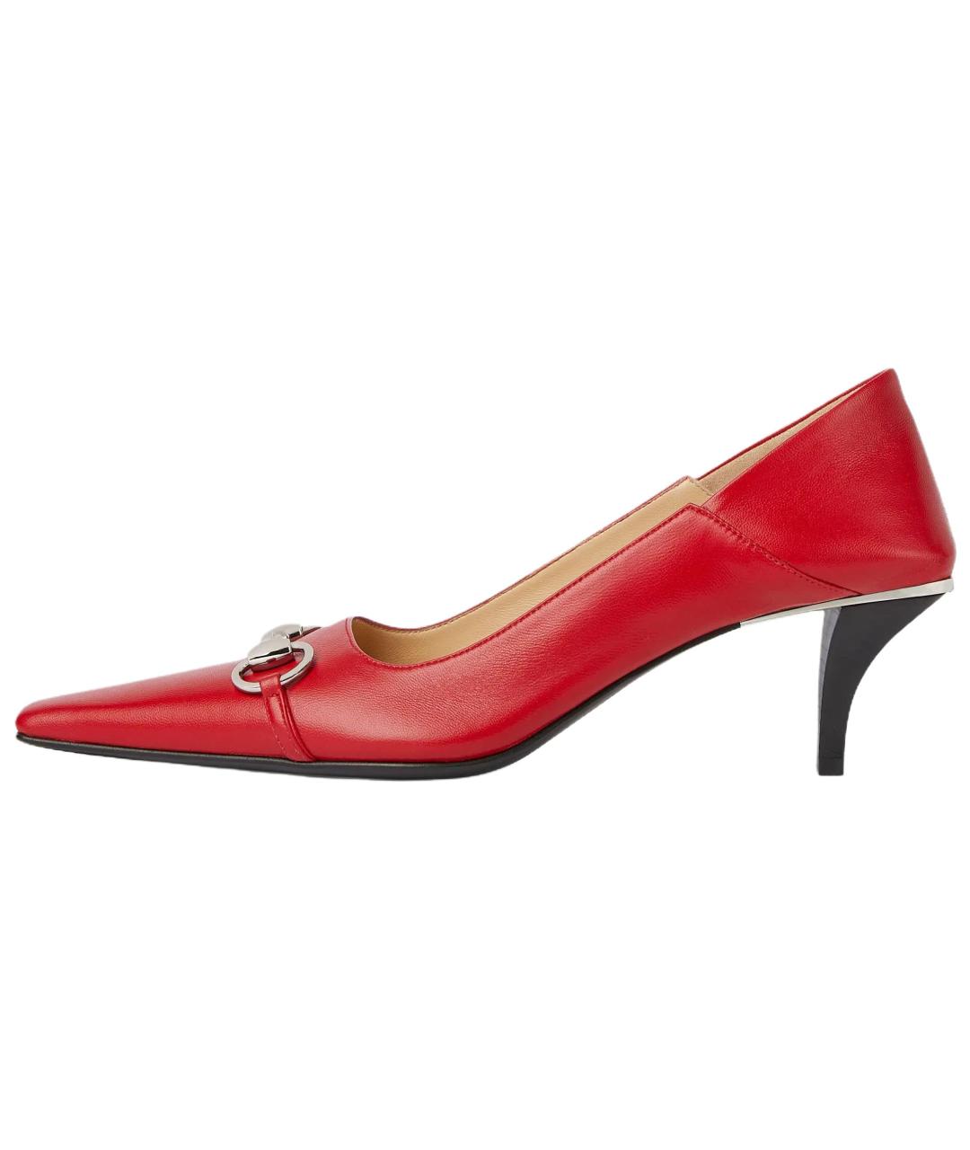 GUCCI Красные кожаные туфли, фото 2