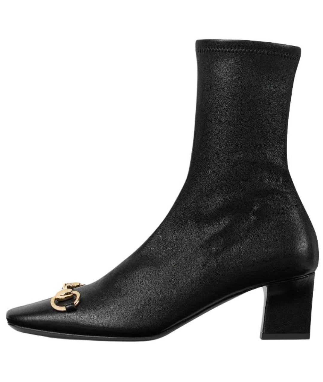 GUCCI Черные кожаные ботильоны, фото 2