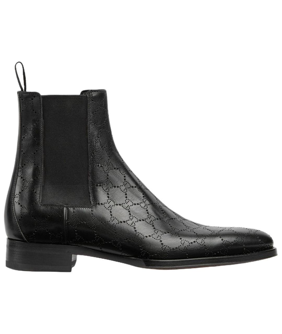 GUCCI Черные кожаные низкие ботинки, фото 1