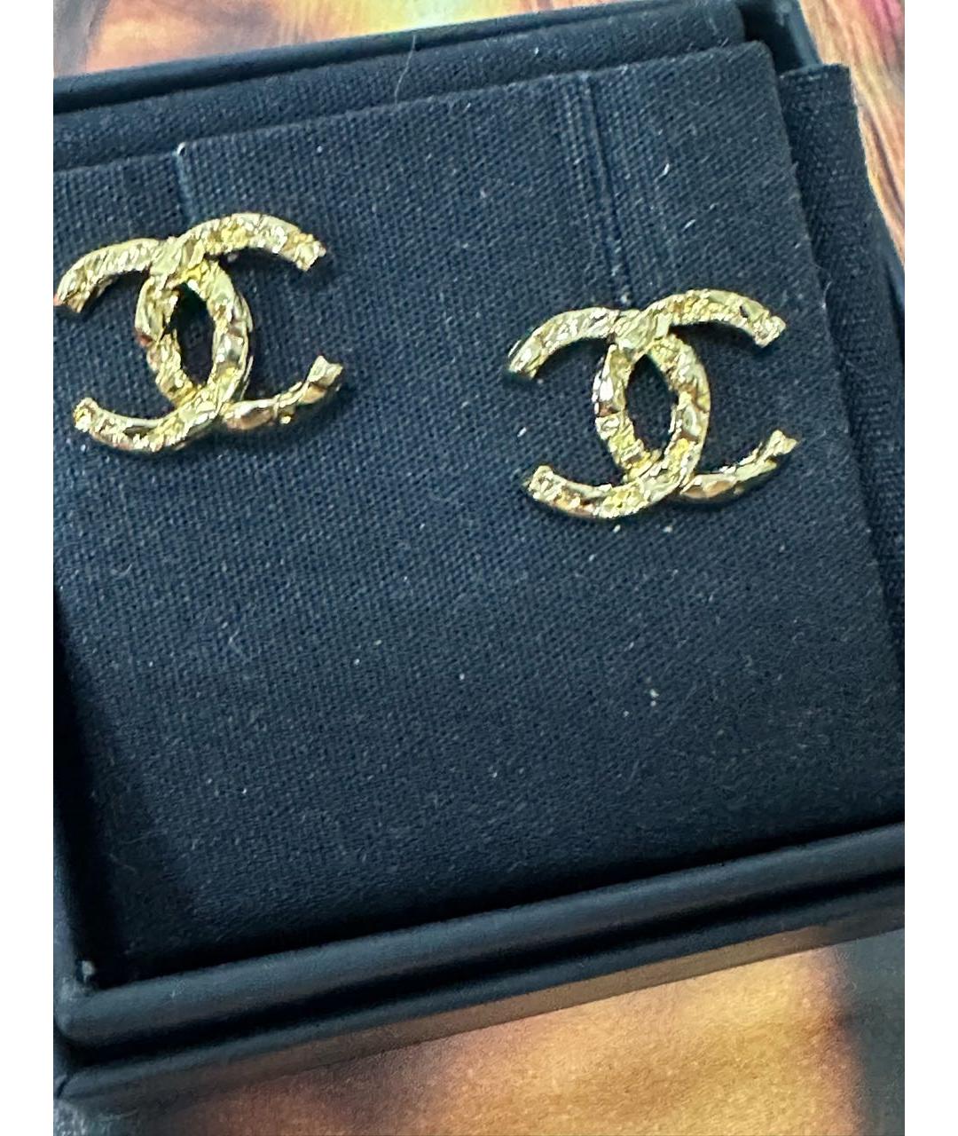 CHANEL Желтые металлические серьги, фото 4