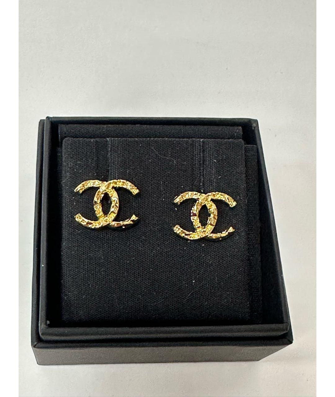 CHANEL Желтые металлические серьги, фото 5