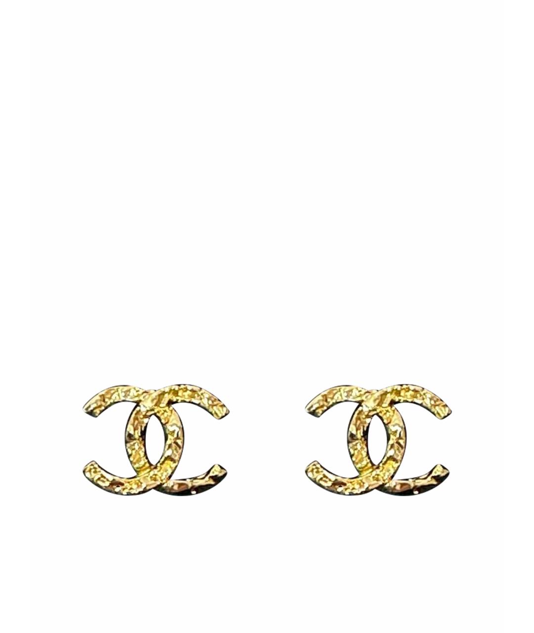 CHANEL Желтые металлические серьги, фото 1