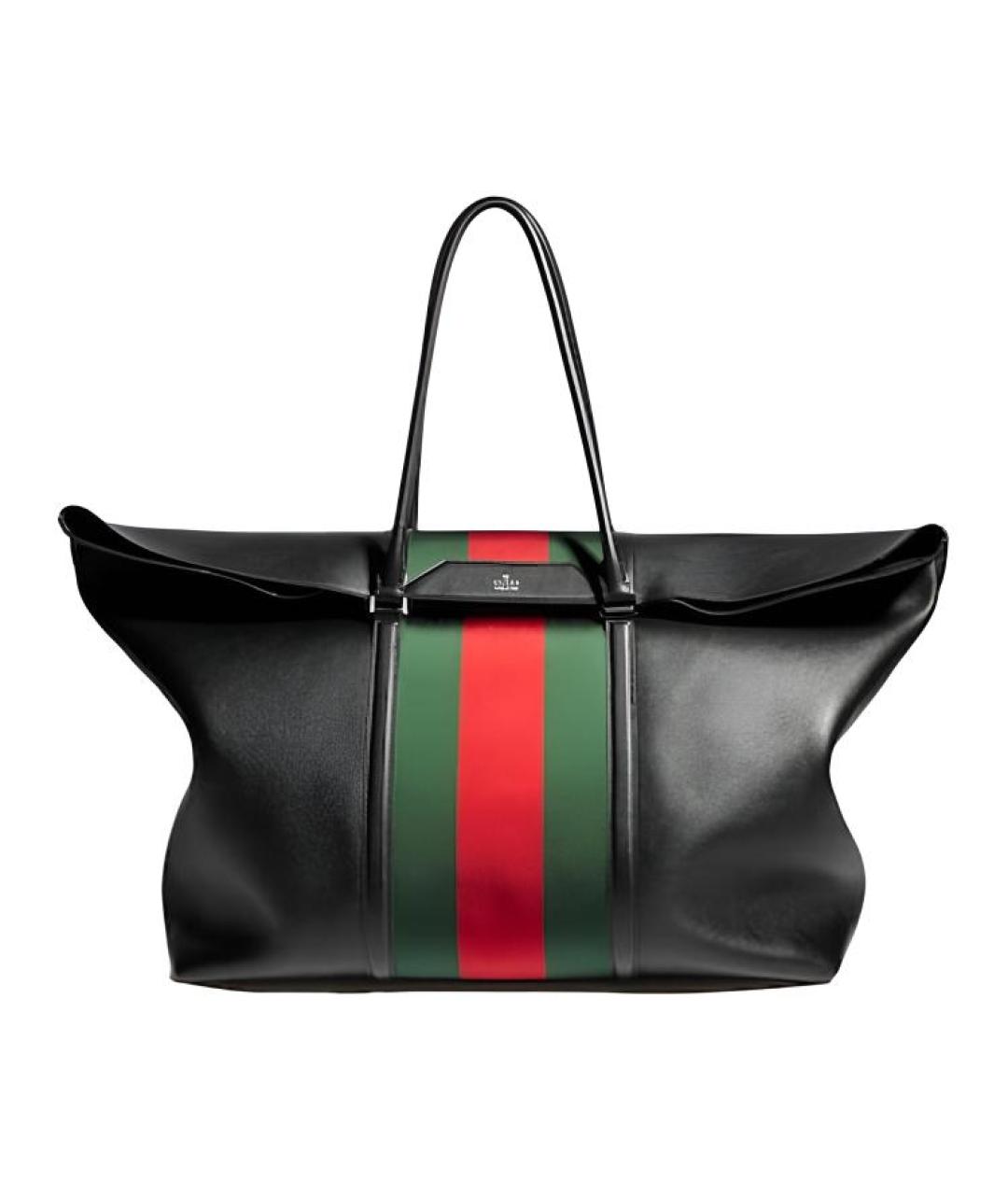 GUCCI Черная кожаная дорожная/спортивная сумка, фото 1