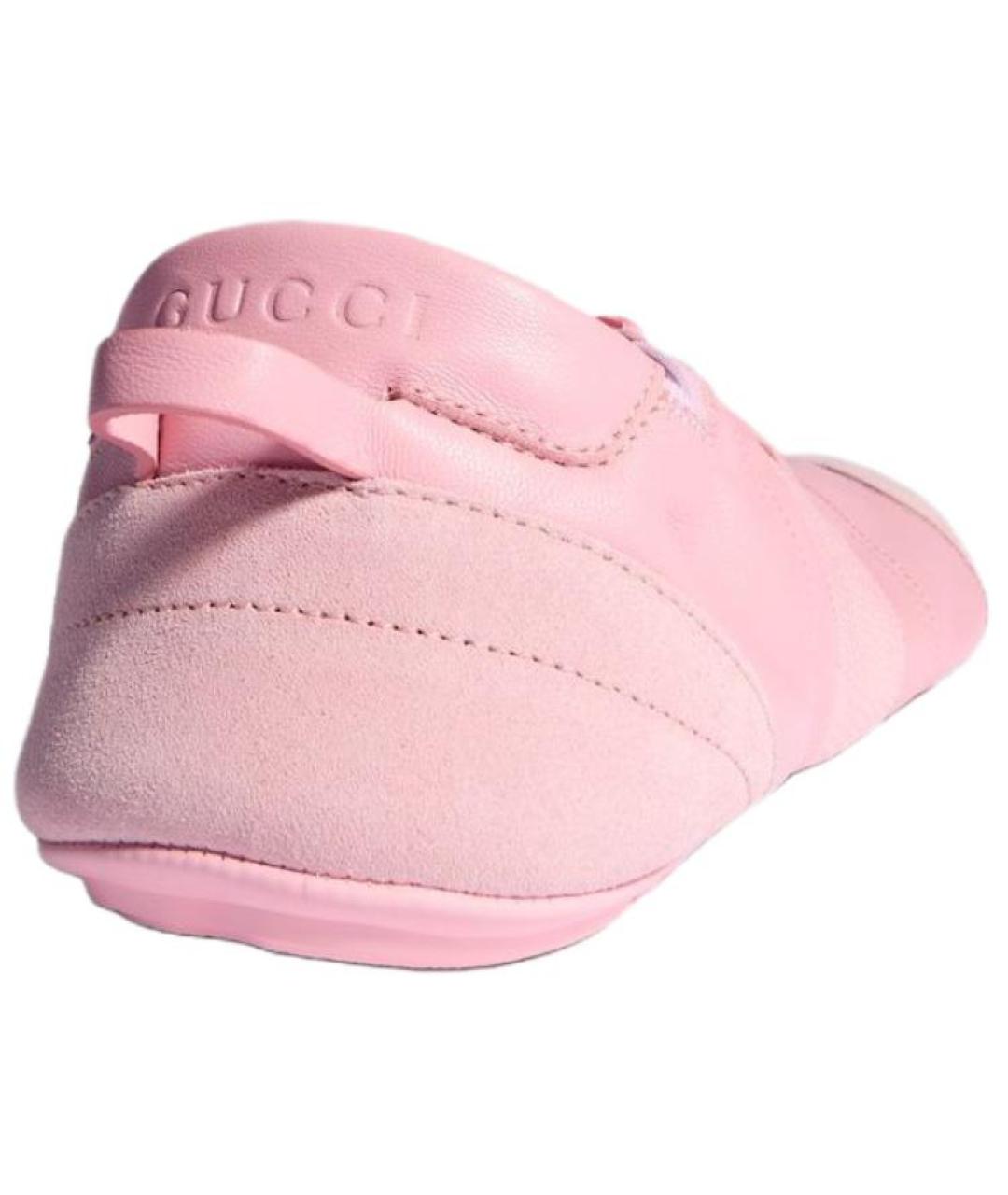 GUCCI Розовые кожаные низкие кроссовки / кеды, фото 4