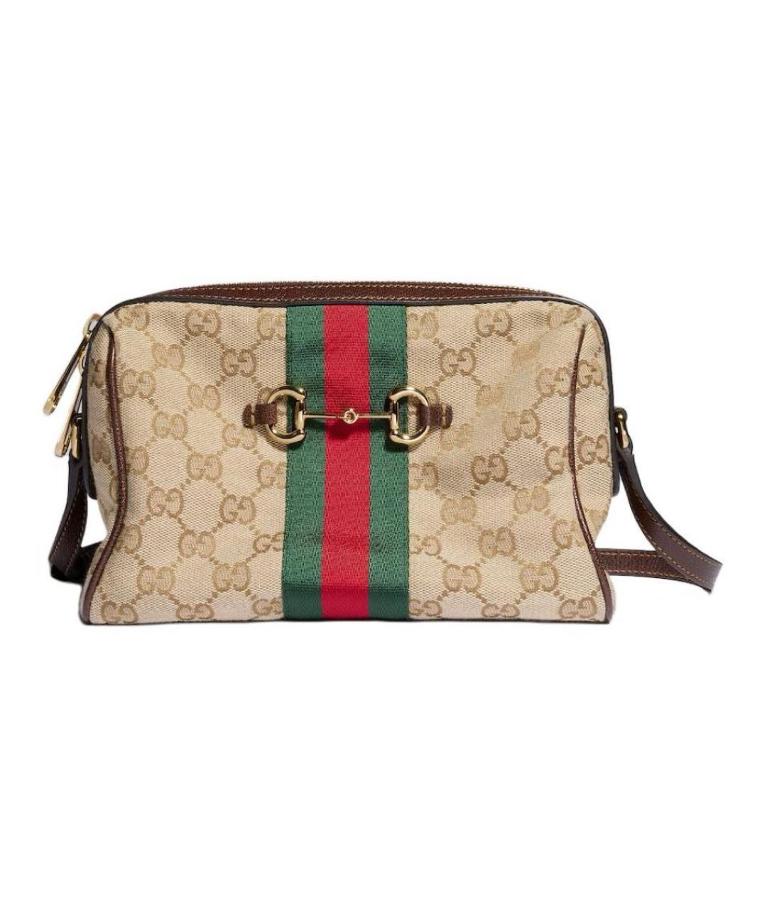 GUCCI Бежевая сумка через плечо из канвы, фото 1