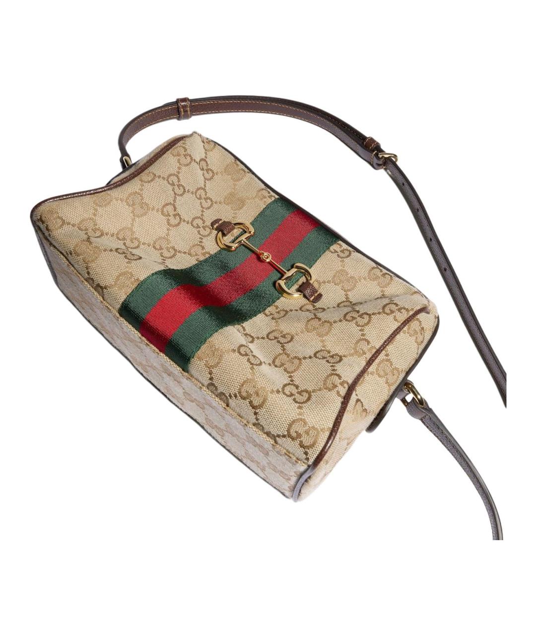 GUCCI Бежевая сумка через плечо из канвы, фото 4