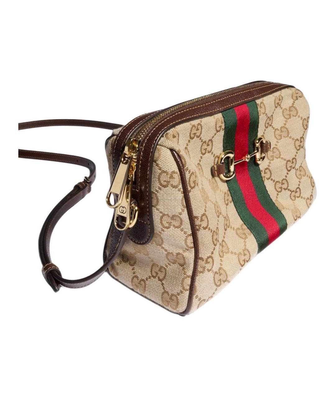 GUCCI Бежевая сумка через плечо из канвы, фото 2