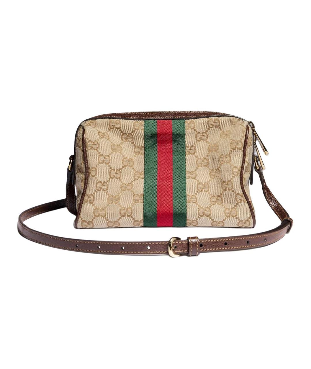 GUCCI Бежевая сумка через плечо из канвы, фото 5