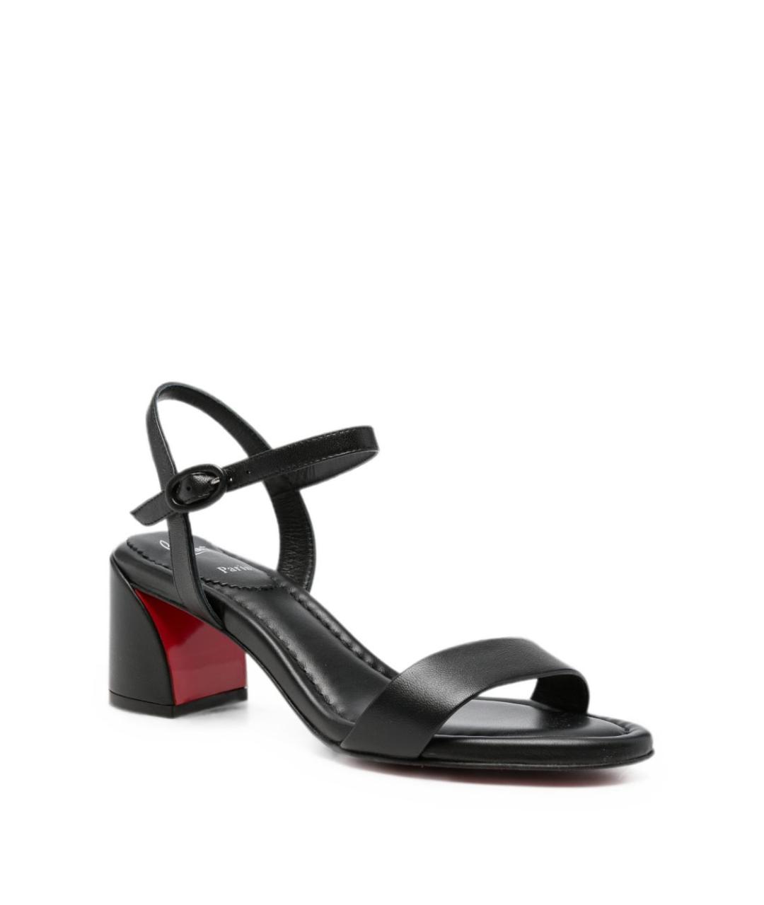 CHRISTIAN LOUBOUTIN Черные кожаные босоножки, фото 4