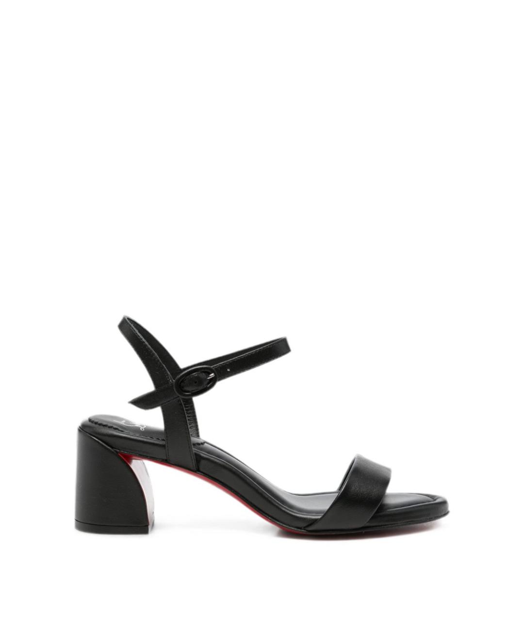 CHRISTIAN LOUBOUTIN Черные кожаные босоножки, фото 1