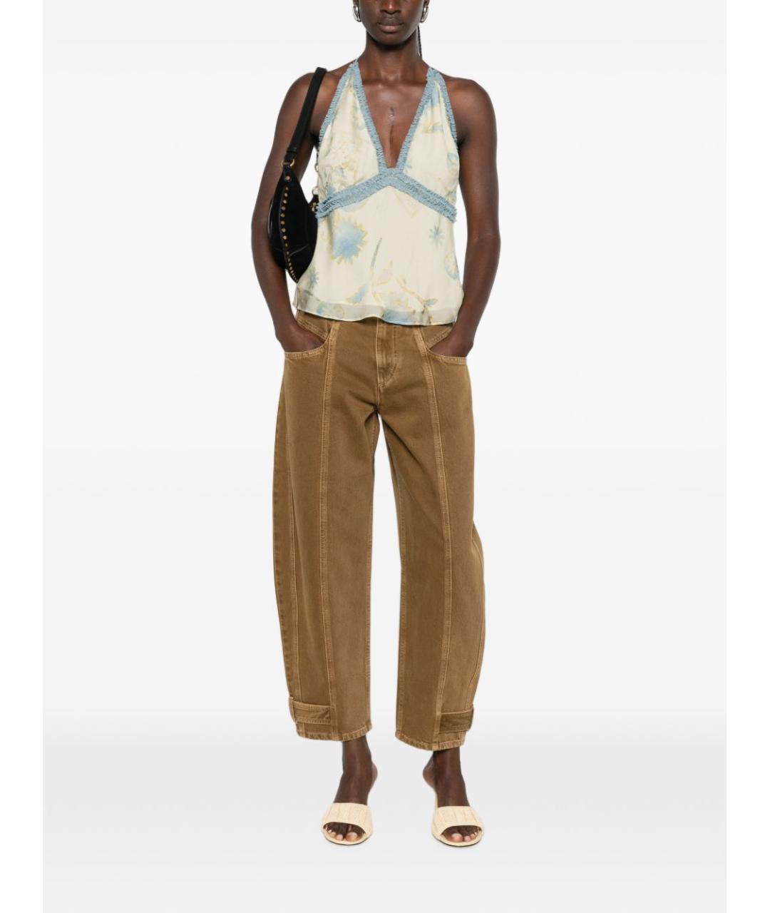 ISABEL MARANT Коричневые хлопковые прямые джинсы, фото 5