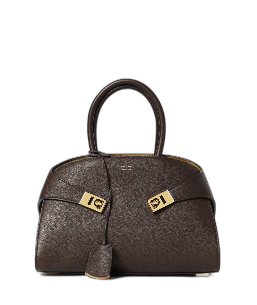 FERRAGAMO Коричневая кожаная сумка тоут, фото 1