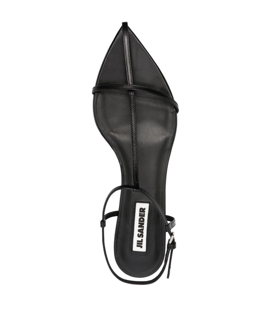 JIL SANDER Черные кожаные босоножки, фото 4
