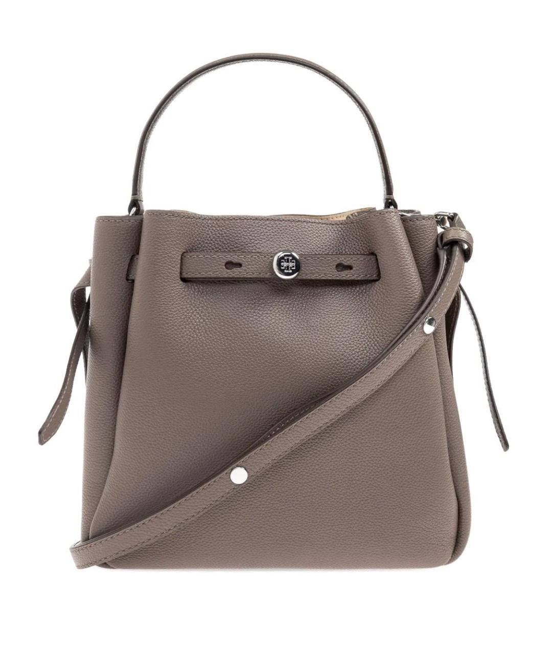 TORY BURCH Серая кожаная сумка с короткими ручками, фото 1