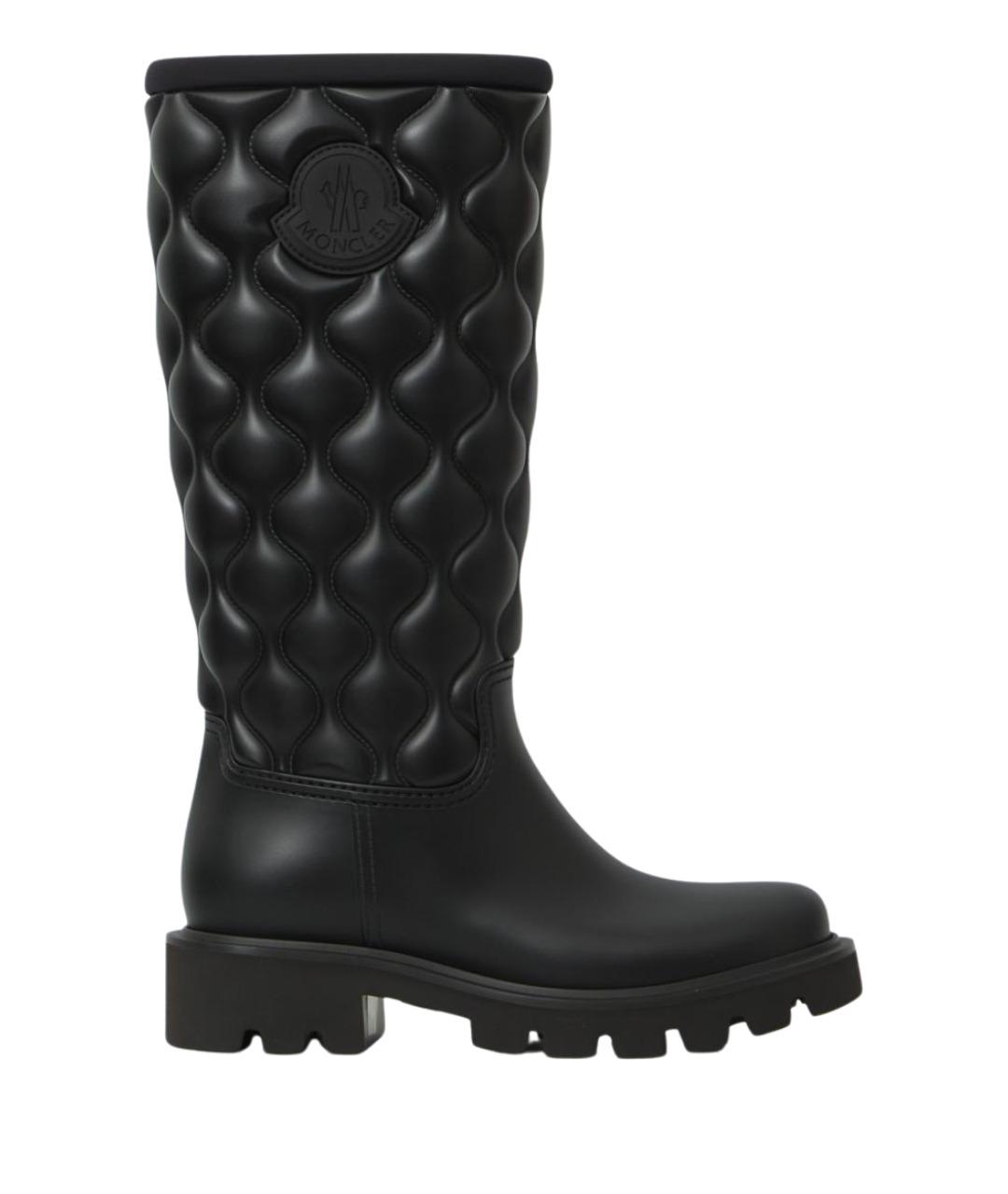 MONCLER Черные кожаные сапоги, фото 1