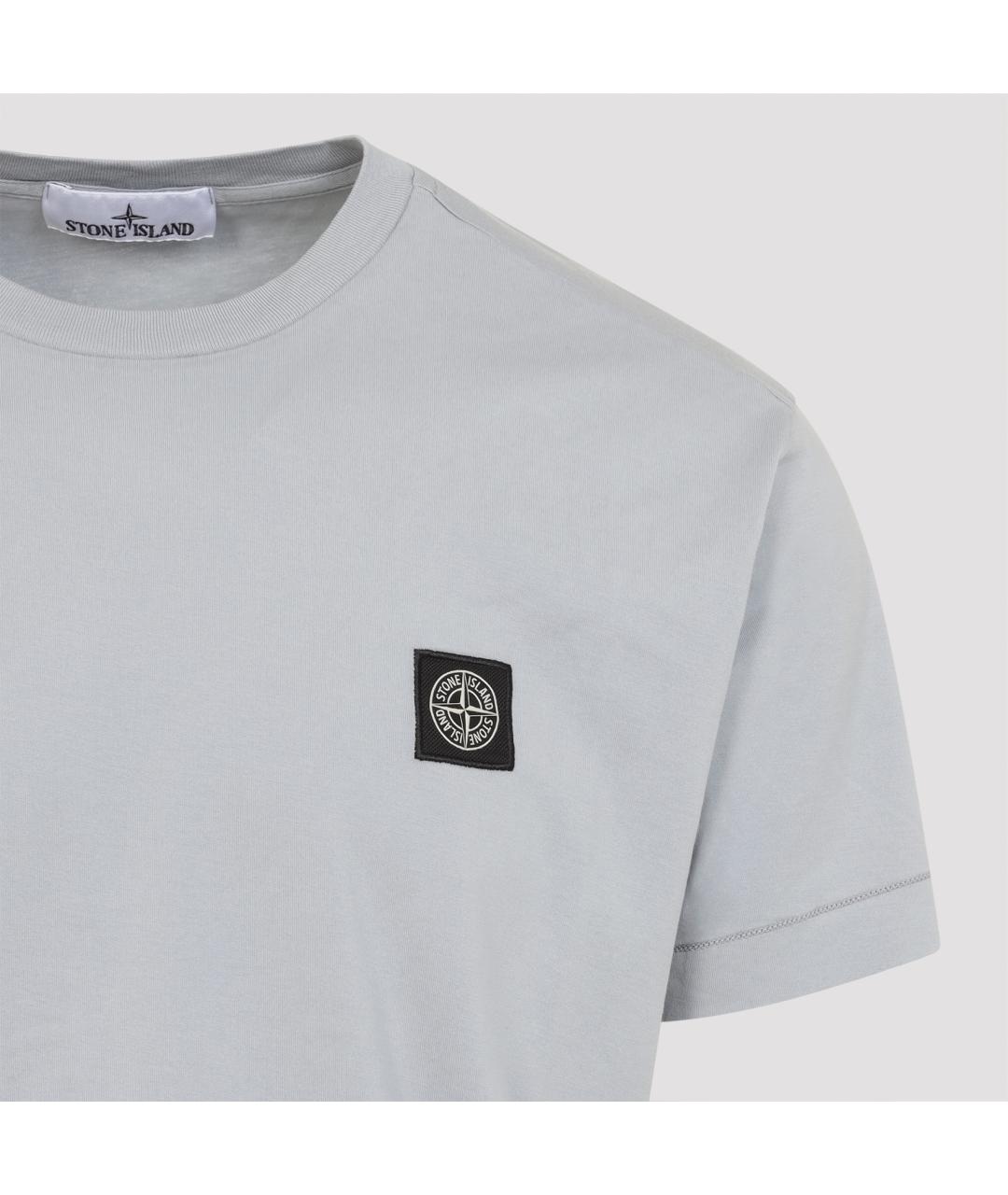 STONE ISLAND Серая хлопковая футболка, фото 4