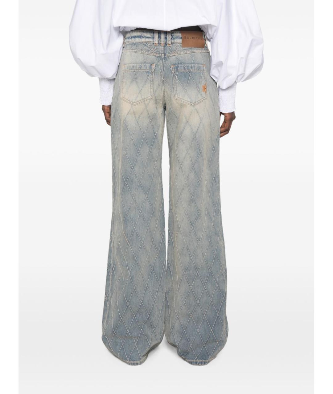BALMAIN Голубые хлопковые прямые джинсы, фото 4