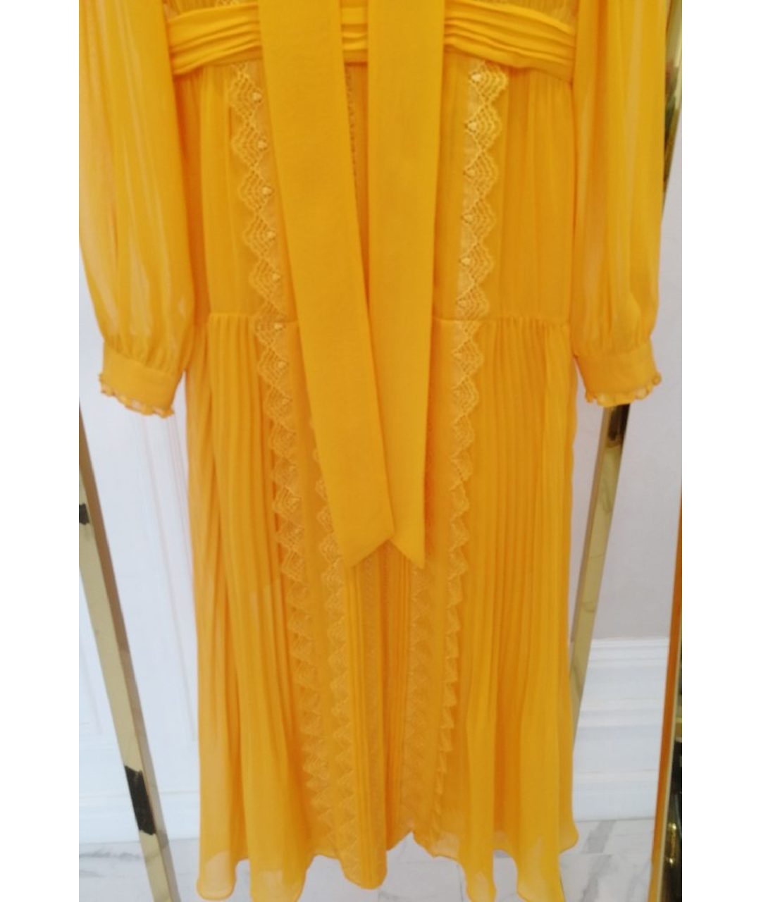 SELF-PORTRAIT Оранжевое полиэстеровое платье, фото 4